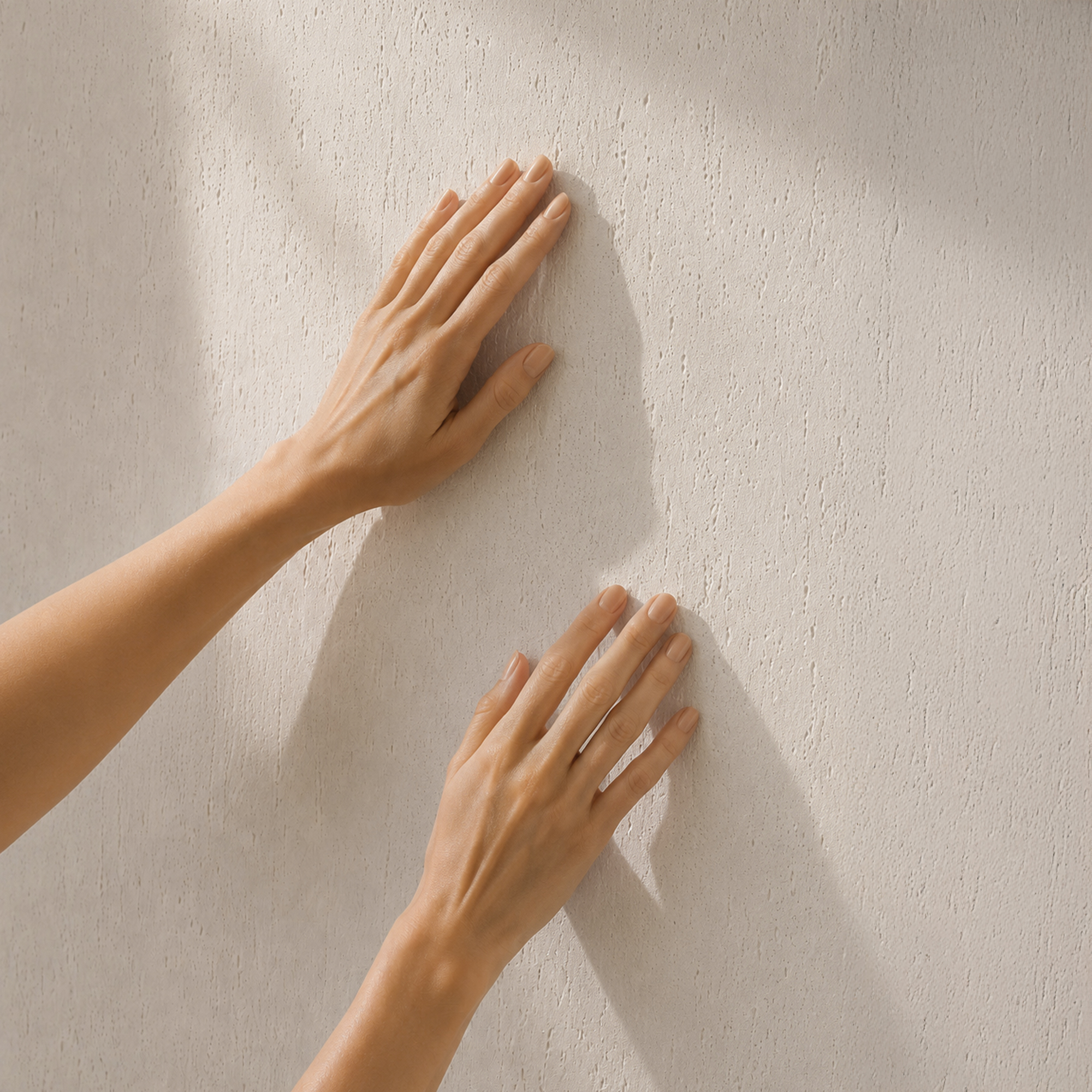 A Flexible Stone Travertino felületének részlete kézben tartva